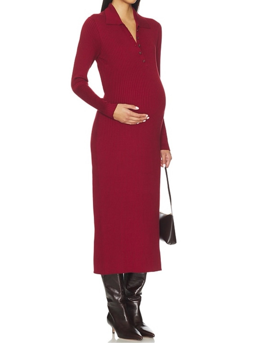 NWT Hatch The Averie Polo Rib Sweater Dress in Cranberry size 3 which is a Large